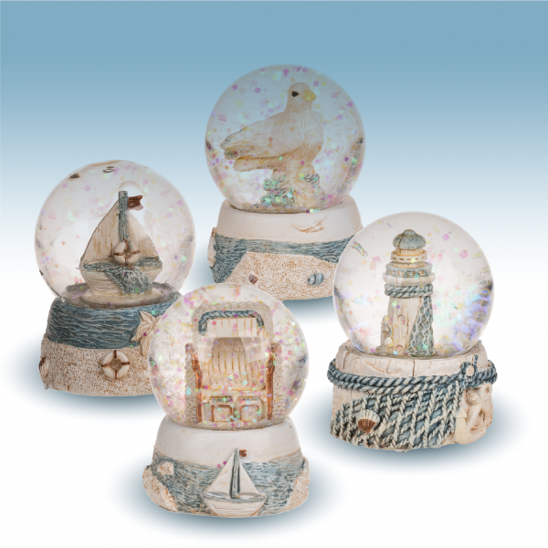 maritime Glitterkugel mit Sockel